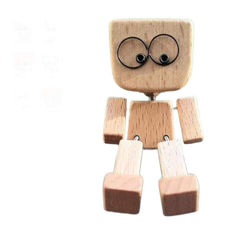 跨境新款Shaking Feet Wooden Doll木头人汽车装饰摆件|undefined