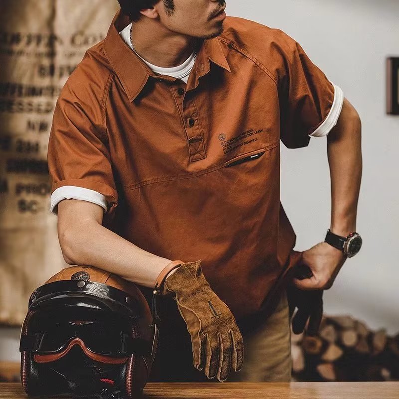 2024 nuevo polo de manga corta con solapa, camiseta de verano de marca de moda para hombres, camiseta de todo fósforo de tendencia delgada de estilo coreano