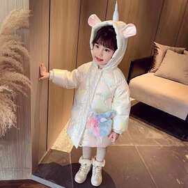 女童冬装羽绒棉服2025新款中小童女孩洋气宝宝棉衣中长款加厚外套