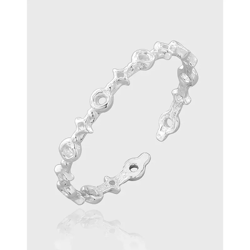 JZ258小星芒纯银戒指韩版INS小众设计多件叠戴S925银精致小指环女