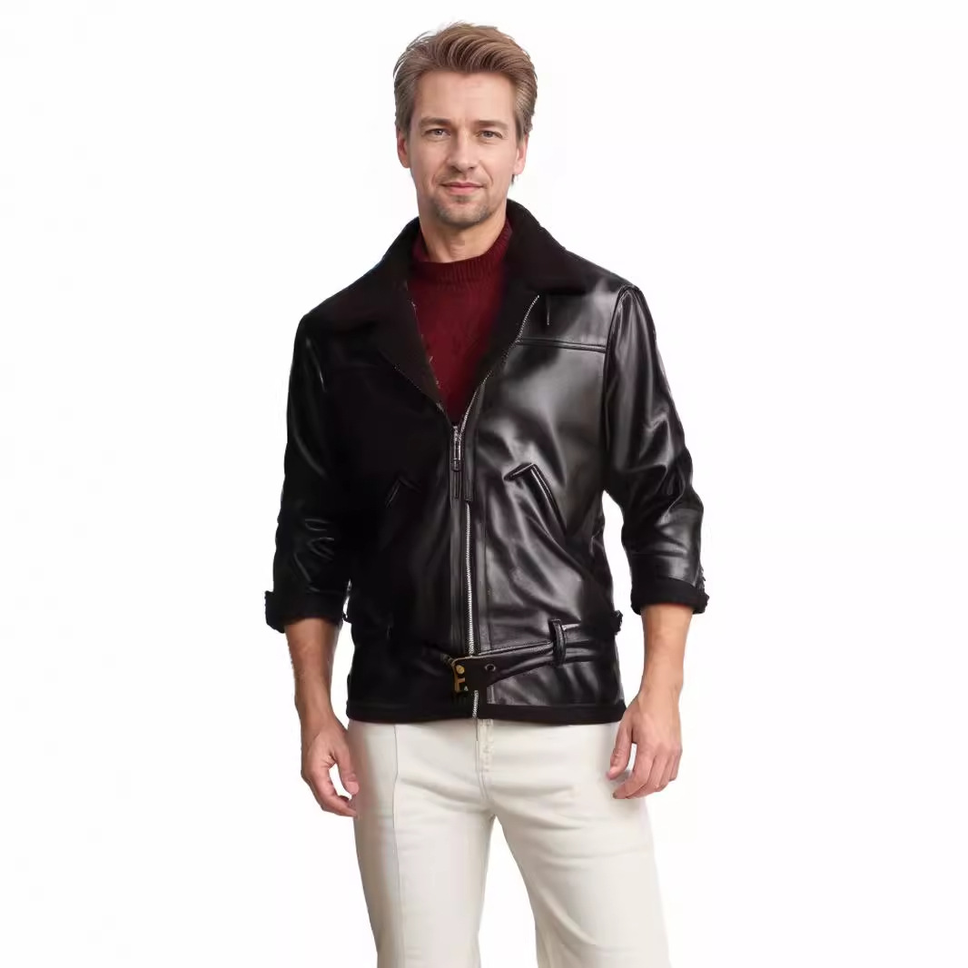 Dicke und schwere Handwerkskunst integrierte Langarm-Pelzjacke für Herren, Herrenjacke_voghion.com