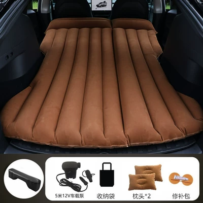 Vehicle-mounted inflatable bed | Model Y/3 Car Inflatable Bed - brown-tesla-model-y-with-512m-v-car-pump-long-dock
