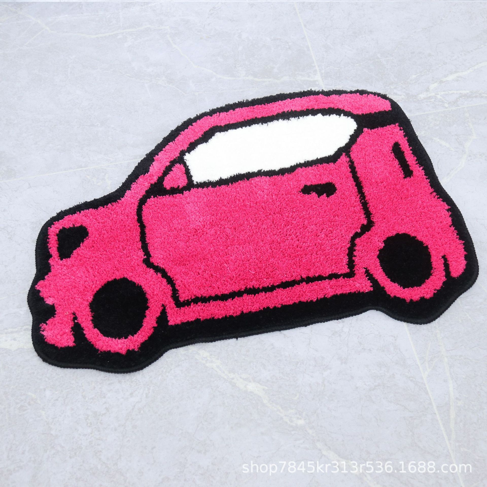 Big Mouth Monkey Children's Car Floor Mat Non-Slip Carpet Polyester Fiber Woven Cartoon Car Deep Pink