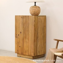 中式老榆木竖柜做旧老门板茶水柜实木复古收纳储物柜厨房餐边柜