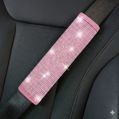 Seat belt shoulder pad Protector for Car Interior - all-pink-diamonds-ordinary-style-1-pack