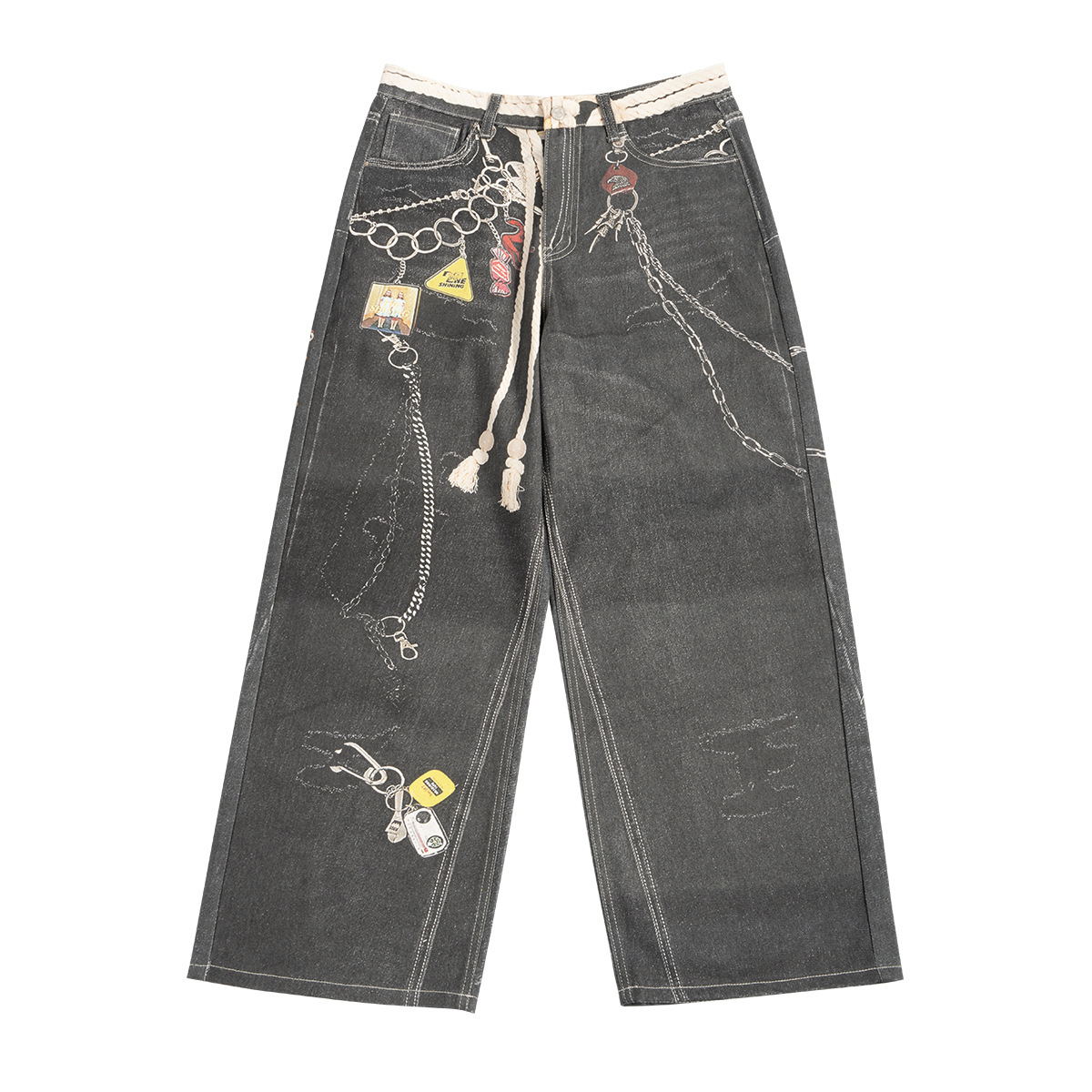 ETAI Hombre| 2025 nuevo tipo de botón impresa en 3D jeans de estilo neutro pesado algodón hombre casual