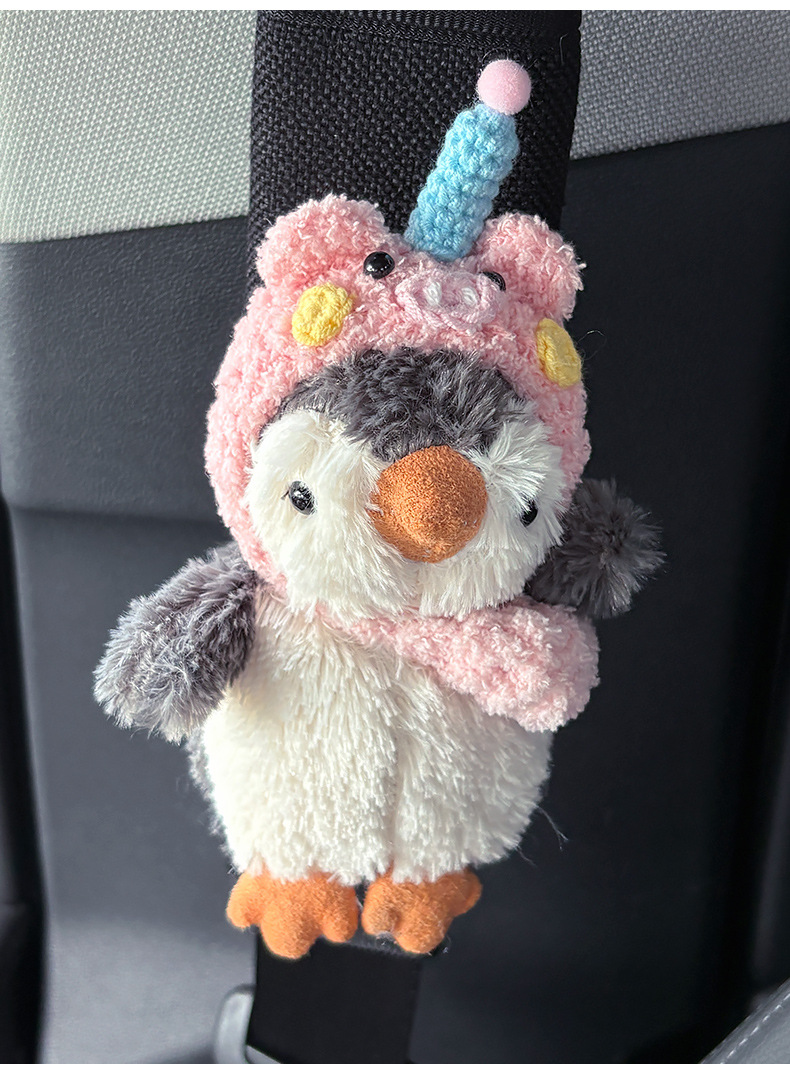 Creative Hat Penguin Car Seatbelt Shoulder Pad Protective Cover Anti-Neck Strangulation Plush Toy with a High-End Feel for Women