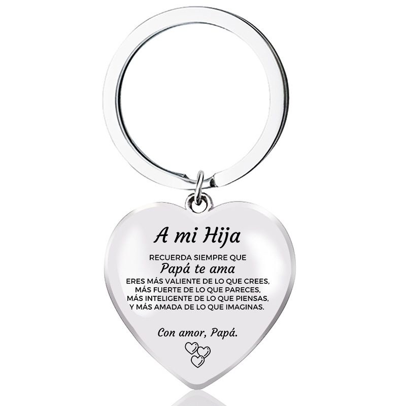 Collar de epoxi de acero inoxidable transfronterizo colgante en forma de corazón de melocotón llavero de amor personalizado español regalo de Navidad