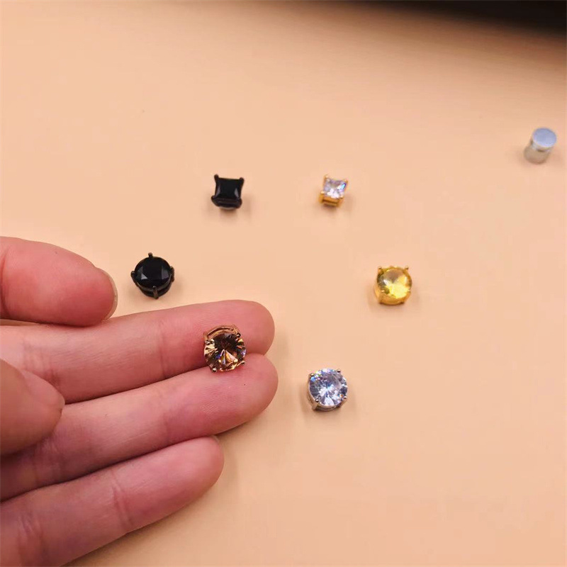 Amazon simple reducción de peso cuadrado Zircon de acero de titanio no perforado imán oreja espárragos eBay personalizado oído joyería al por mayor