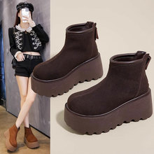 复古磨砂厚底靴高跟小个子短筒靴女25款秋冬勃肯鞋马丁靴女短靴JX