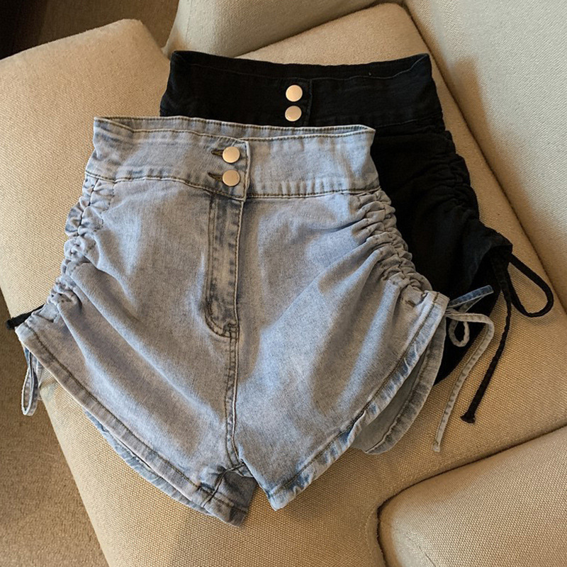 Plus Size Fat mm High Waist Stretch Denim Shorts for Women 2025 Summer Thin Slim Straight Pants A-Line Wide Leg Hot Pants