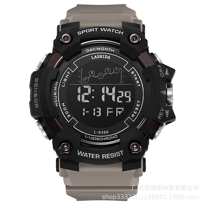Reloj electrónico impermeable japonés multifuncional de los hombres Venta caliente transfronteriza luminosa digital gran dial reloj electrónico reloj deportivo