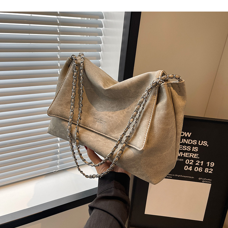 Autumn and winter retro large-capacity denim bag for women 2024 new style versatile chain shoulder bag casual large bag_voghion.com