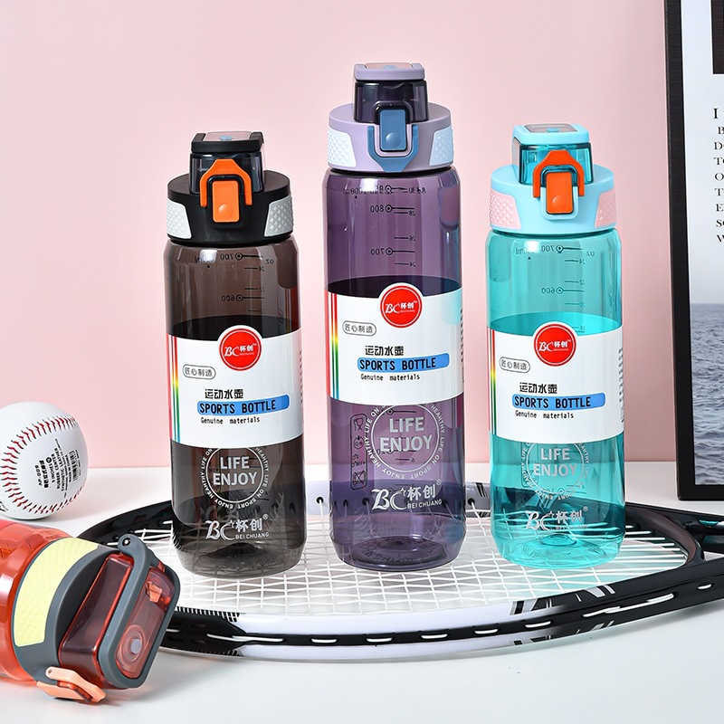 Taza de agua recta para hombres botellas de agua de plástico de gran capacidad estudiantes resistentes a altas temperaturas deportes portátiles al aire libre hervidor taza espacial