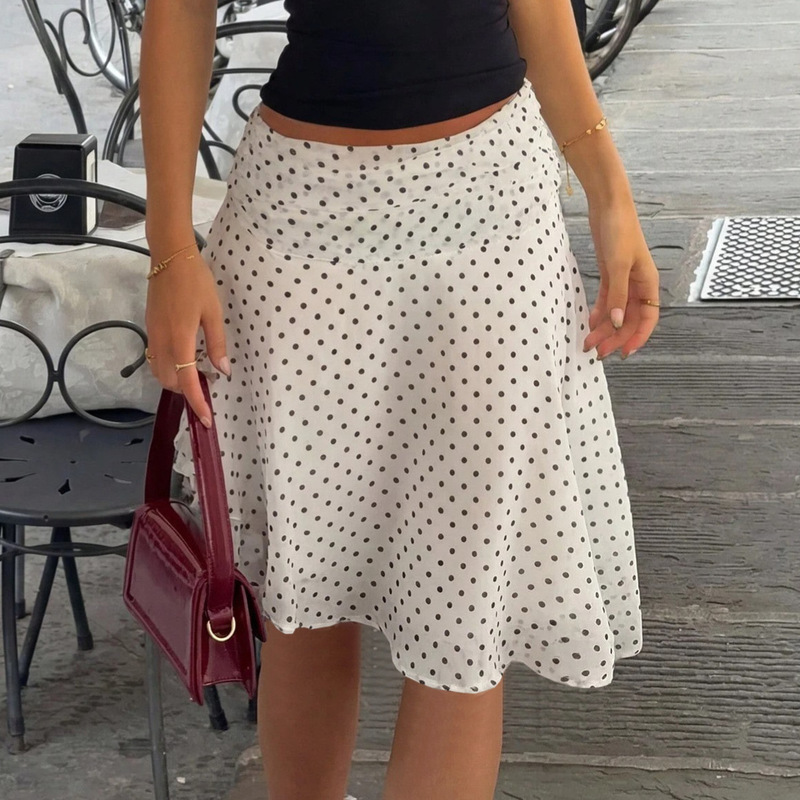 New Ins Polka Dot Print Elegant Mesh Multi-Layer Design Mid-Waist Irregular Long Skirt Gentle Midi Skirt Women's Clothing New Ins Polka Dot Print Elegant Mesh Multi-Layer Design Mid-Waist Irregular Long Skirt Gentle Midi Skirt Women's Clothing