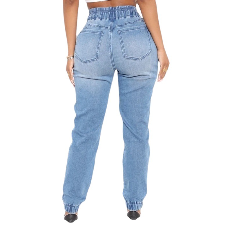 Jeans de Mujer Estilo Callejero Otoño 2025, Lavados, Estilo Harem, Largo a la Rodilla, Color Claro, Cintura Alta