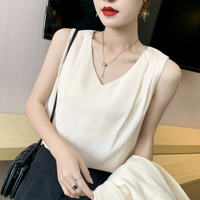 Real shot! Suit French Camisole Women's Outer Wear Summer Chiffon Suit Inner Base Niche Top