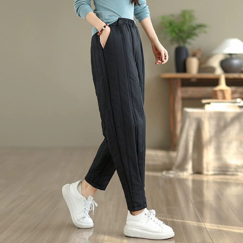 Quilted flashlight, winter keep warm trousers, loose fit, increased thickness