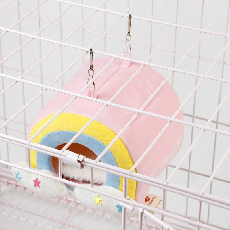 Нест для хомяка, сахарного глюкозата, радужное гнездо с флисовой подкладкой, хлопковое гнездо, очень теплое и удобное для чистки, подвесное зимнее теплое гнездо