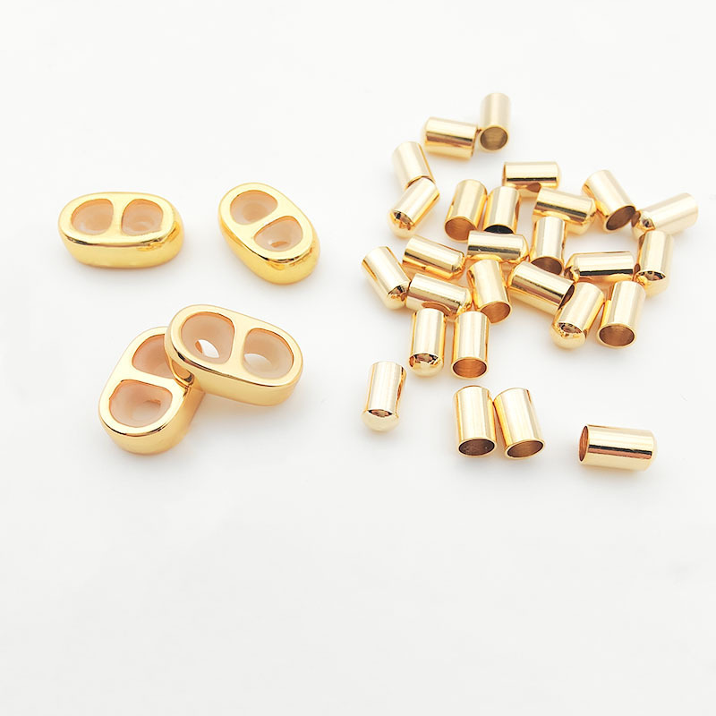 Gold-plated color-preserving adjustable 8-word buckle leather rope round rope Milan rope closing cap rope cover diy bracelet jewelry accessories