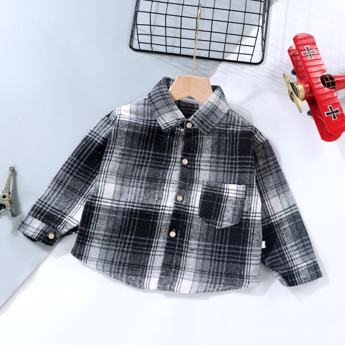 2024 Spring New Arrival Kids' Shirts: Korean-style Boys' and Girls' Lapel Vintage Plaid Cardigans with Long Sleeves – Available for Drop Shipping