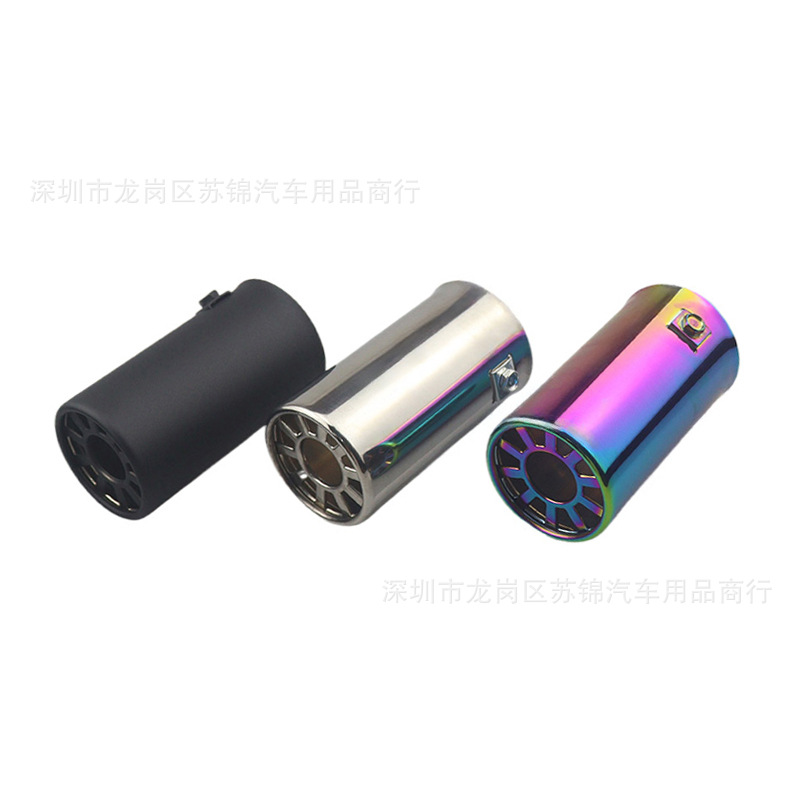 Car Modification 63mm Exhaust Pipe Colorful Silver Stainless Steel Tail Pipe Single Pipe Flower Window Stainless Steel Silencer Tail Pipe
