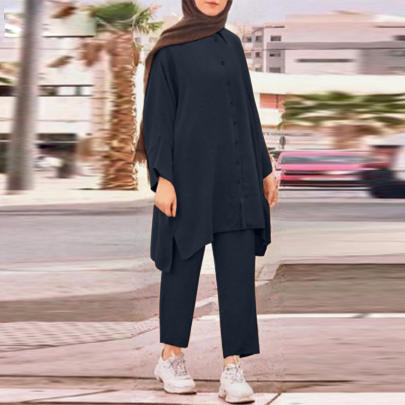 Camisas transfronterizas de mujeres musulmanas de Malasia ropa de mujer ropa de mujer grande moda casual de dos piezas