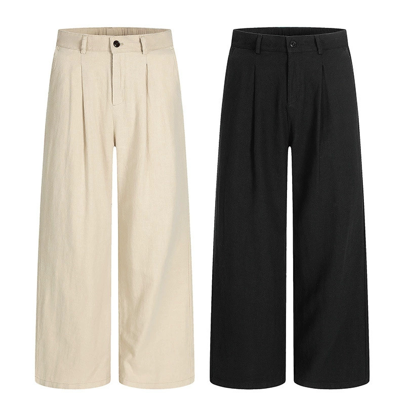 Tuochuan Ck6858 American Retro Style Trousers for Men and Women, Pleated Straight-Leg, High-End, Simple, Loose, Versatile, and Stylish Long Pants