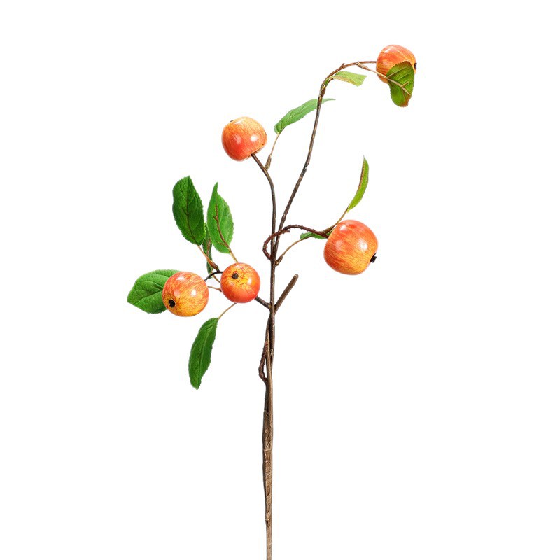 Sensación DE LA MANO alta simulación ramas de manzana pequeña con hojas de frutas decoración de escritorio flor artificial significado seguro fruta muebles para el hogar