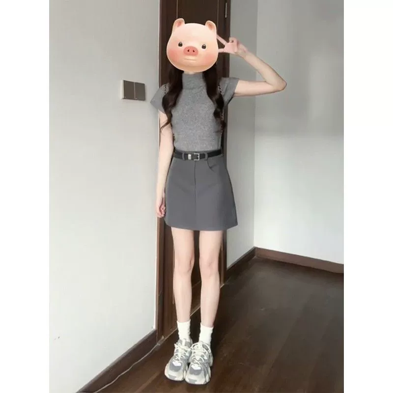 Spring set, colored mini-skirt, skirt, for teenagers, high-quality style