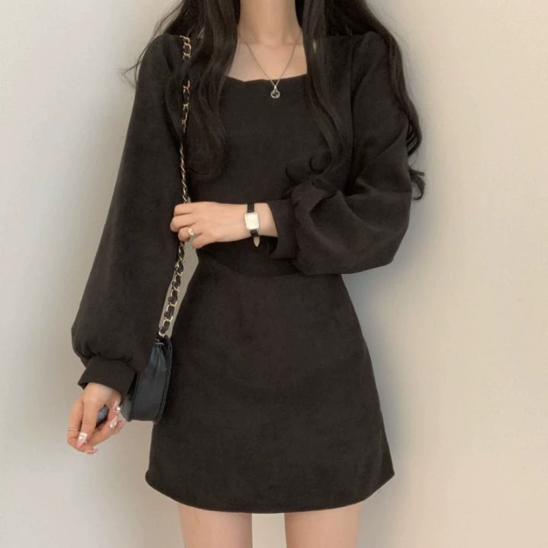 Южная Корея французский стиль ниша весна и осень винтажный квадратный воротник с узкой талией для похудения Короткие С Высокой Талией Модные