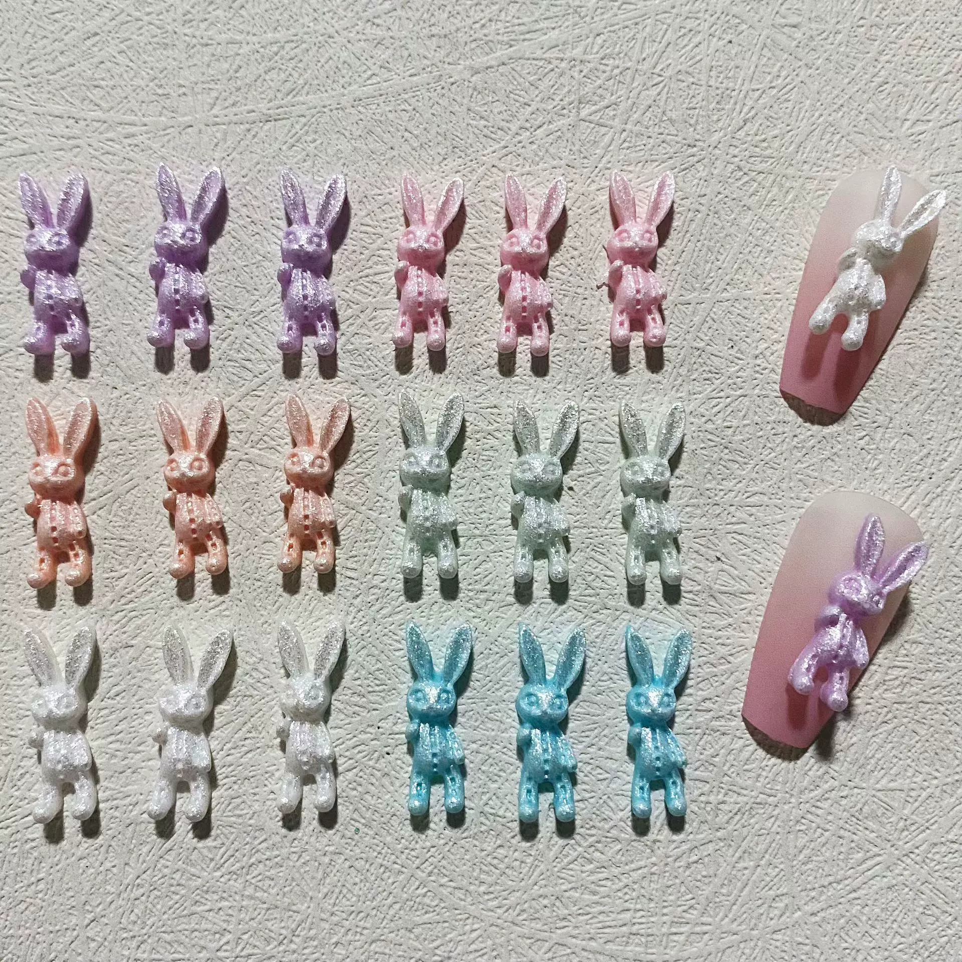 兔年热销新款人鱼姬长耳朵骷髅兔子美甲饰品网红ins风树脂饰品DIY