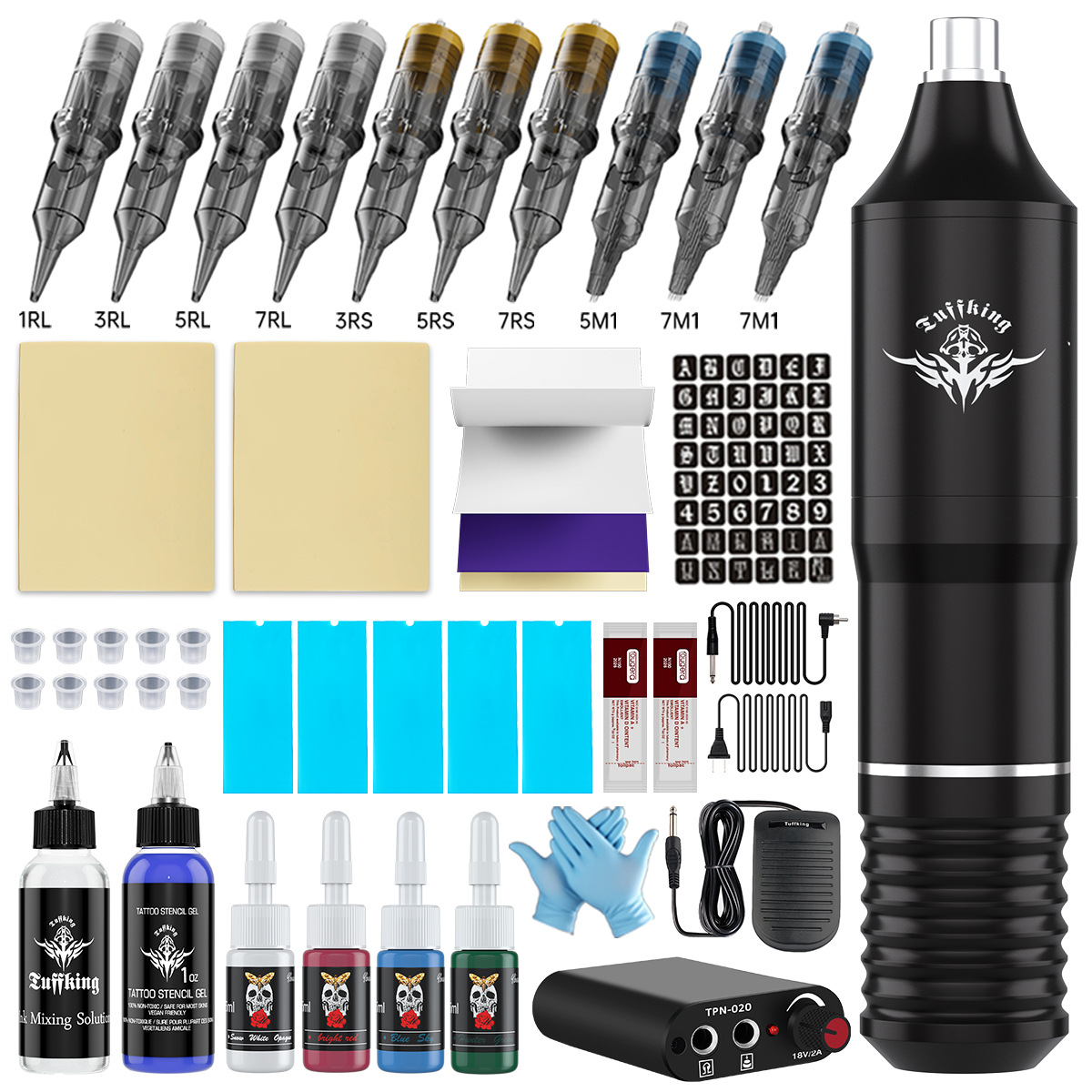 Venta caliente transfronteriza TK herramienta de equipo de tatuaje pluma de tatuaje juego de máquina de tatuaje fuente de alimentación inalámbrica punción herramienta de tatuaje