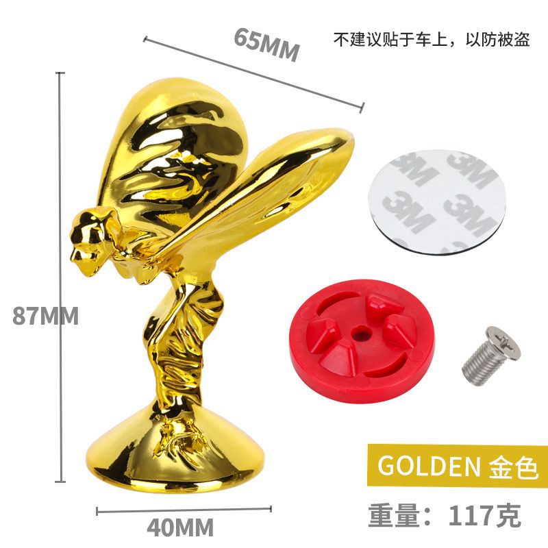 Little Golden Car Logo Modification, Car Emblem, Electric Vehicle, Classic Car Emblem, Angel Goddess Emblem for the Front of the Car
