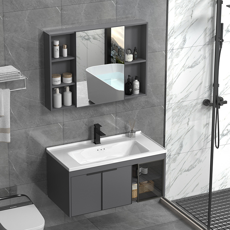 gabinete de baño de aluminio espacio a prueba de humedad combinación simple lavabo cerámica integral lavabo lavabo lavabo