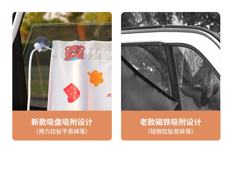 Children's car sunshade curtain suction cup small fresh car heat insulation sunscreen rear curtain cute car sunshade curtain