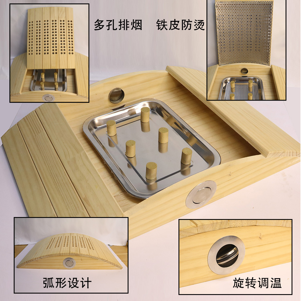 Wooden Moxibustion Box Lumbar Support Pillow Back Waist Moxa Warmer for Home and Spa Use specifications