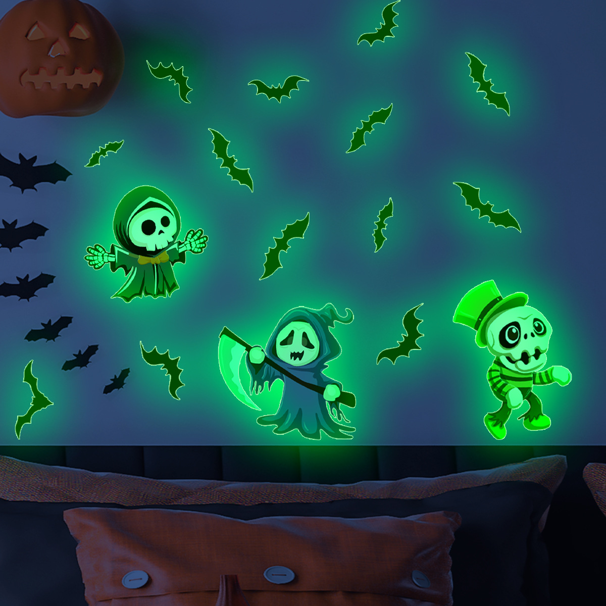 Halloween Wandaufkleber Mit Zombies Hexen Und Fledermäusen_voghion.com
