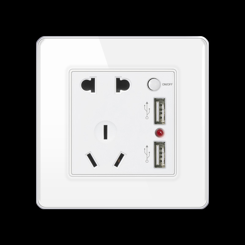 FIKO Hotel Home Double Two USB Two -Polar Specs Blocking Panel socket 86 dark installation