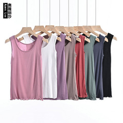 Women's Underwire Bralette Summer Plus Size Fat MM Loose Base Modal Top Cover Stomach Outer Wear Sleeveless T White