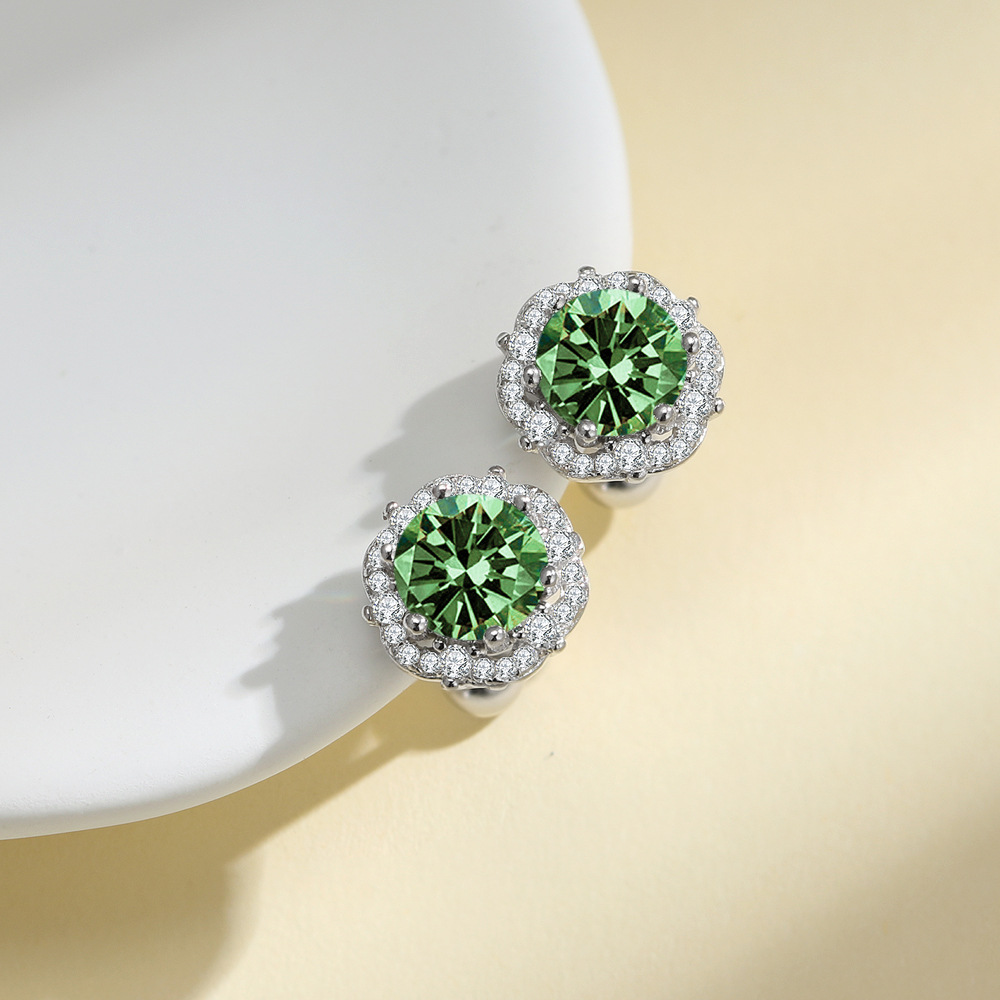 그린 다이아몬드 귀걸이(1캐럿+1캐럿)