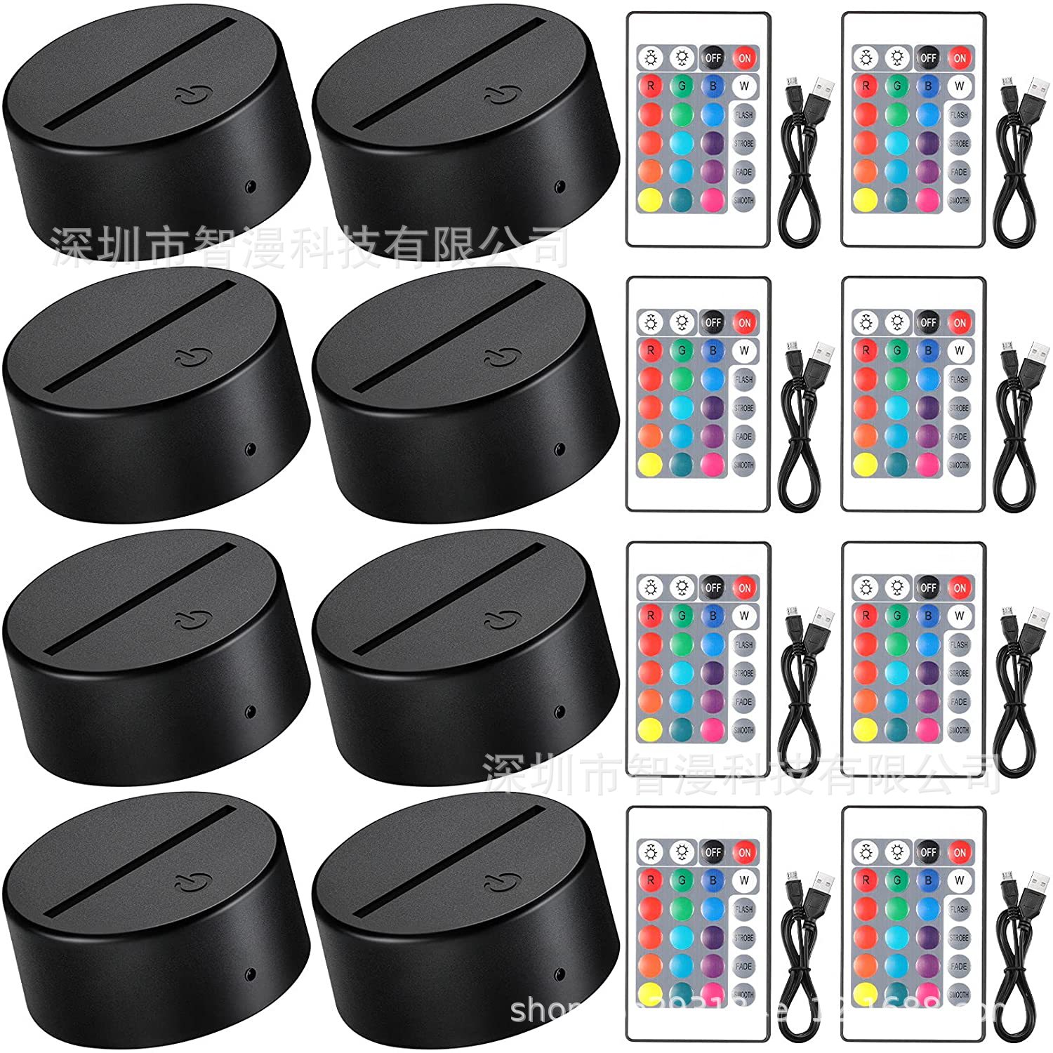 Transfronterizo nuevo exótico 3D luz de la noche del USB Touch Control remoto colorido luz de la noche tablero de luz de acrílico y base separada