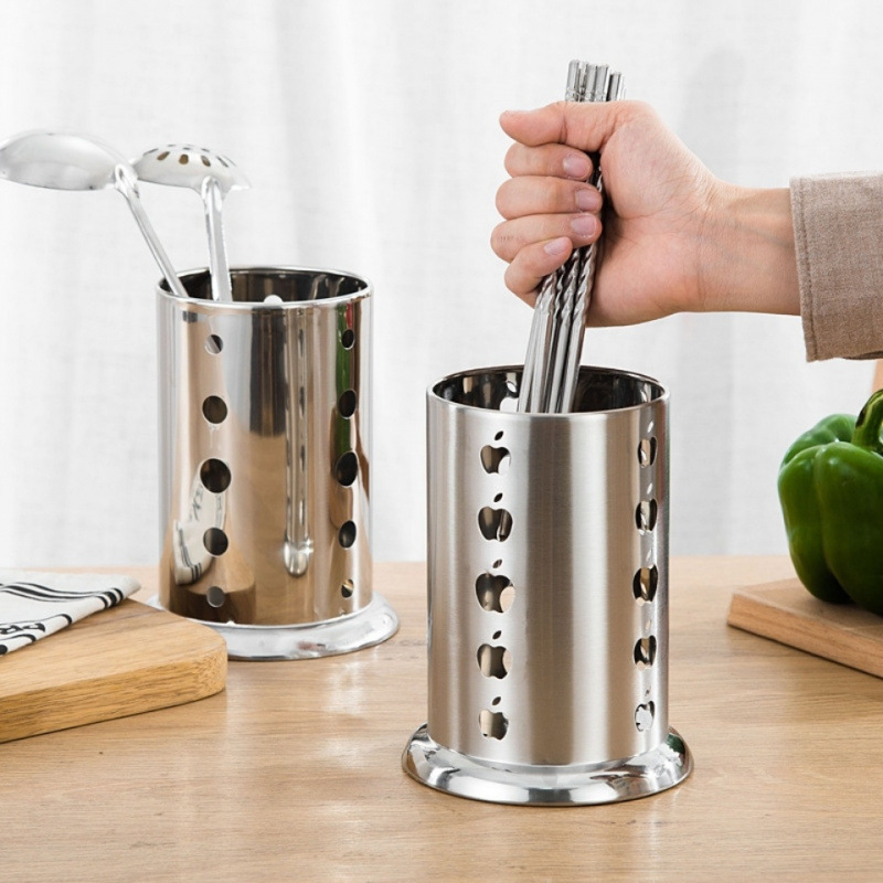 palillos de acero inoxidable barril circular palillos jaula cajas de almacenamiento de alimentos drenaje comercial de restaurantes cesta palillos envío gratuito transfronterizo