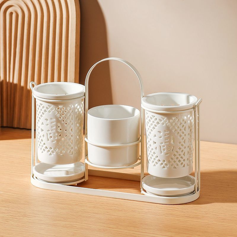 푸 캐릭터 이중 젓가락통 + 수납통 + 철제 선반