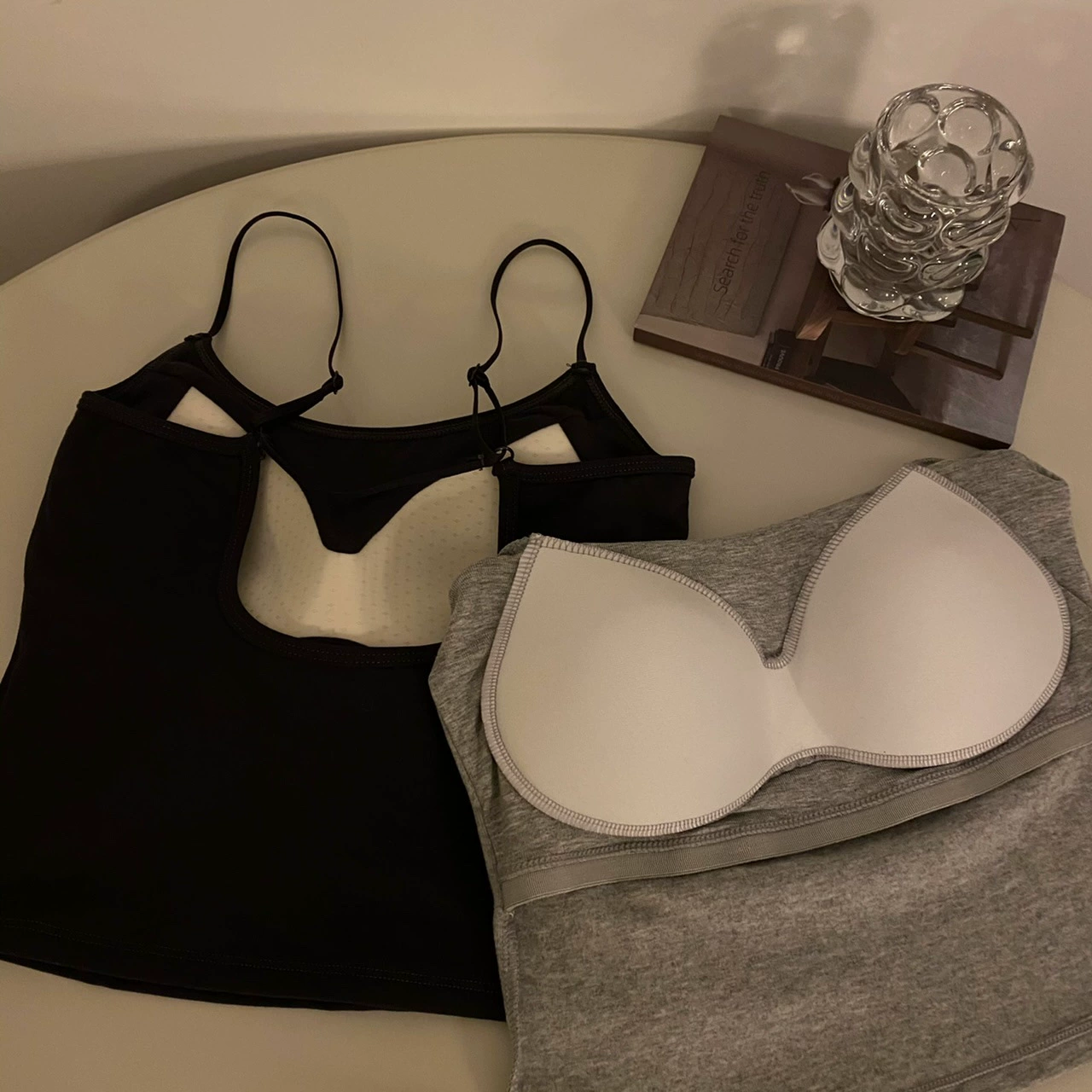 Warm autumn short base top with cups, beautiful back
