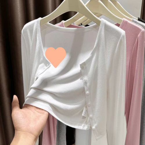 Women's Grey Sun Protection Open Cardigan for 2025 Summer, Overlaying Tank Dress and Shawl, Air-conditioned Room Outer Ice Silk Shirt, Versatile Outerwear