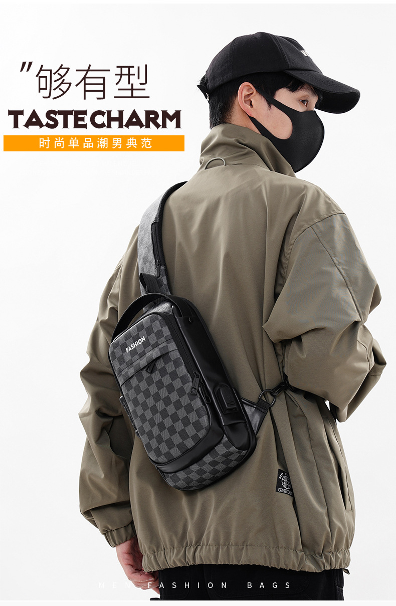 Men's chest bag, crossbody bag, anti-theft password lock, single-shoulder backpack, best-selling water-resistant storage bag, outdoor chest bag undefined