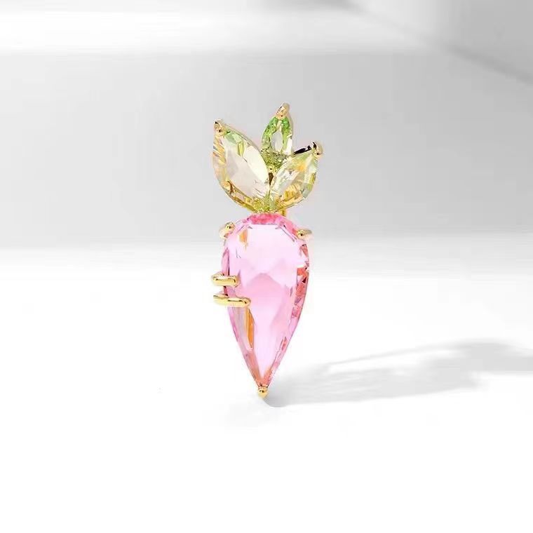 Koreanische beliebte kristall brosche exquisite design rosa karotte anti exposition corsage pin jacke zubehör_voghion.com