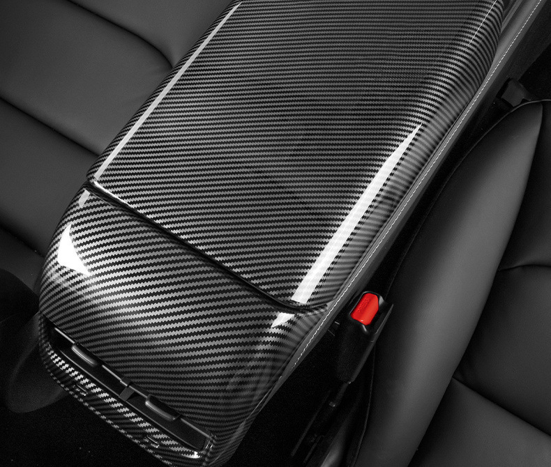 Suitable for Six-Seater Tesla Armrest Box Cover, New Version Model 3/Y/Yl Rear Air Outlet Protective Cover Carbon Fiber
