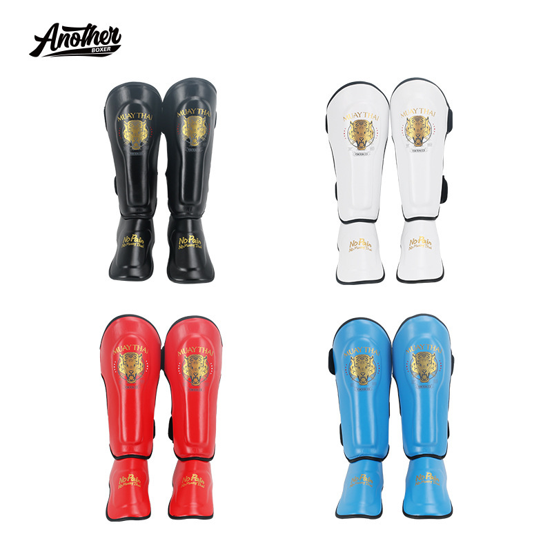 Cross-Border an Boxing Leggings, Sanda Fighting Muay Thai Thickeneded Protection, Instep Shin Guards, Adult and Kidsren's Protective Gear Pu